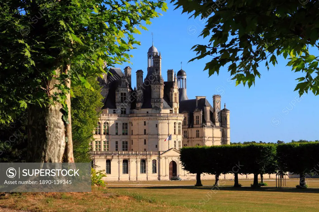 South facade, Chateau de Chambord, Chambord, UNESCO World Heritage Site, Loir et Cher, Loire Valley, France, Europe