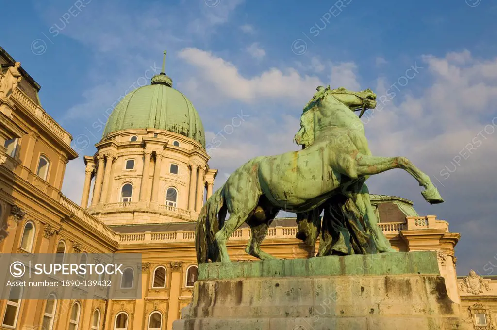 Rear facade of the Hungarian National Gallery, once part of the Royal Palace, Castle District, Pest side of the Danube, Budapest, Hungary, Europe
