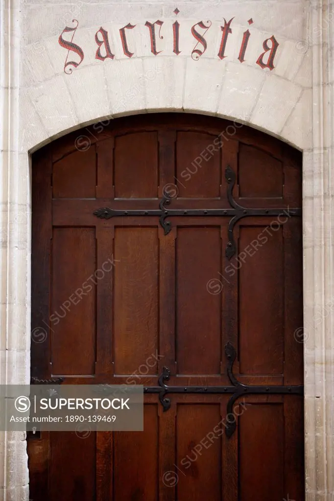 Sacristy door in Notre Dame de Bayeux cathedral, Bayeux, Normandy, France, Europe