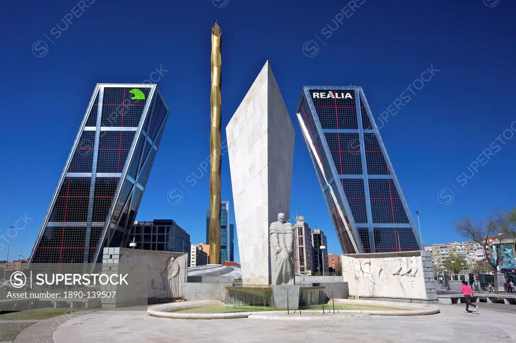 Kio towers Torres Kio at the end of the Paseo de la Castellana, Plaza Castilla, Madrid, Spain, Europe