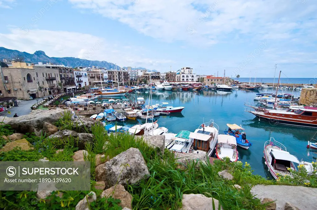 The harbour of Girne, Northern Cyprus, Cyprus, Mediterranean, Europe
