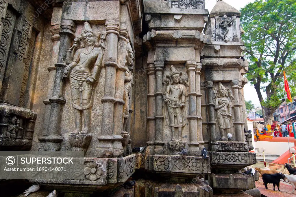 Stone statues in the Kamakhya Hindu temple, Guwahati, Assam, India, Asia
