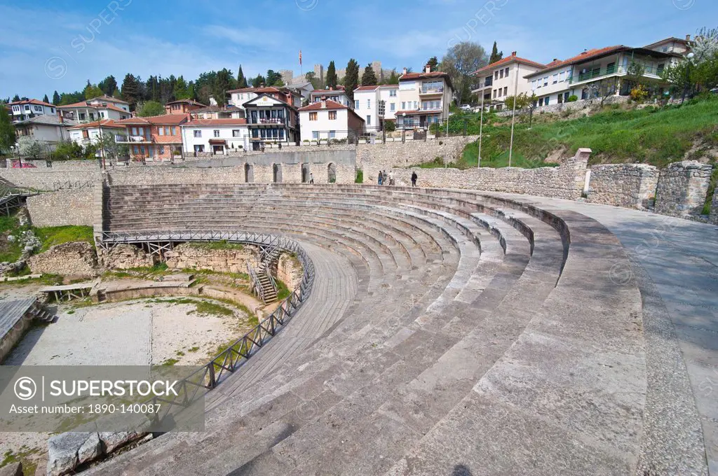 Amphitheatre at Ohrid at Lake Ohrid, UNESCO World Heritage Site, Macedonia, Europe