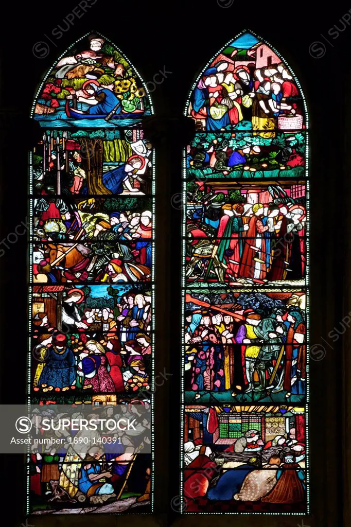 Detail of the St. Frideswide Window by Edward Burne_Jones, Christ Church Cathedral, Oxford, Oxfordshire, England, United Kingdom, Europe