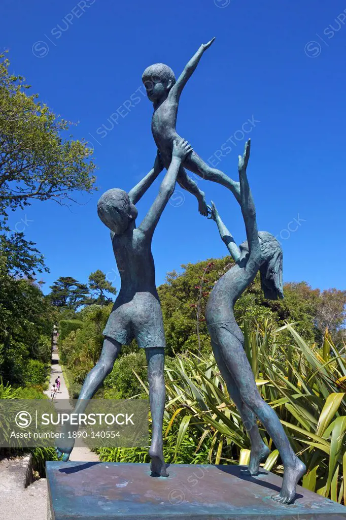 Tresco Children sculpture by David Wynne, in the sub_tropical gardens, Island of Tresco, Isles of Scilly, England, United Kingdom, Europe