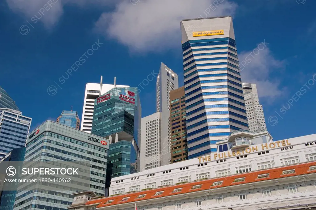 The Fullerton Hotel on the banks of Singapore River, Singapore, Southeast Asia, Asia