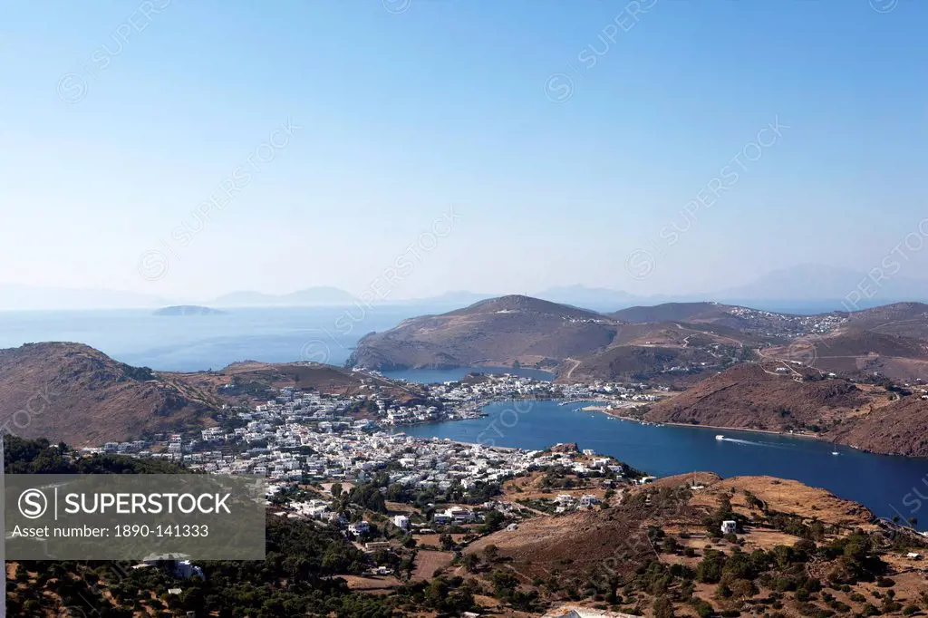 View from the Monastery of St. John the Evangelist, Patmos, Dodecanese, Greek Islands, Greece, Europe
