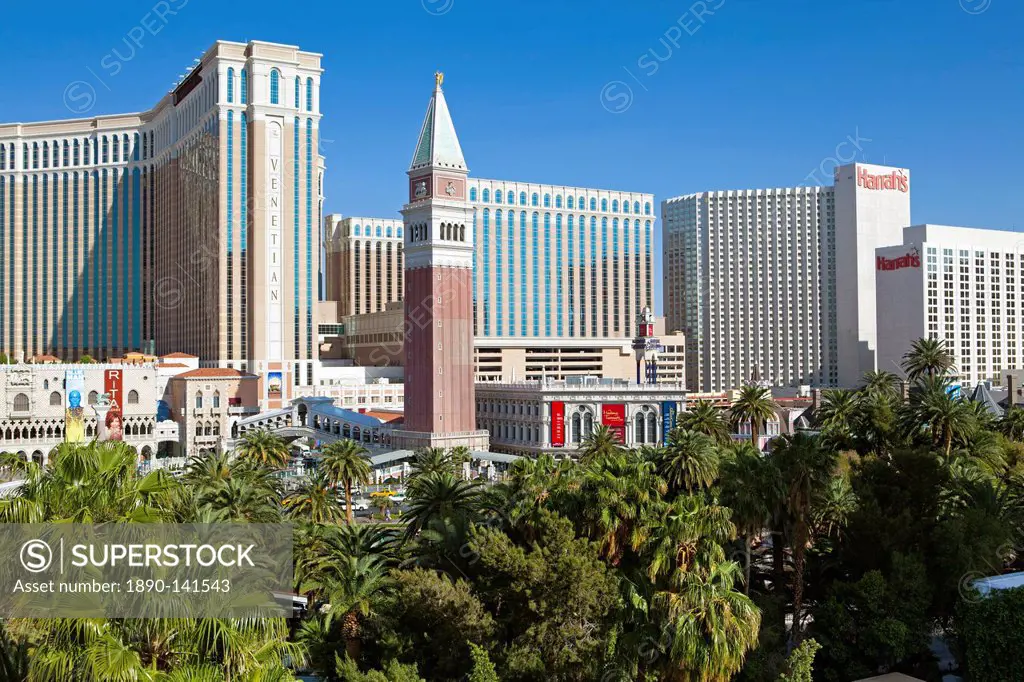 Hotels and casinos along The Strip, Las Vegas, Nevada, United States of America, North America