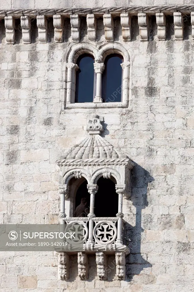 Balcony of Torre de Belem, UNESCO World Heritage Site, Belem, Lisbon, Portugal, Europe