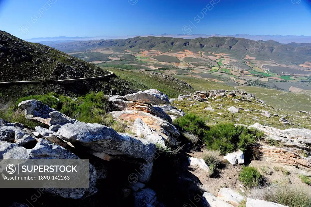 View from the top of the pass, Swartberg Pass, Swartberg Nature Reserve, South Africa, Africa