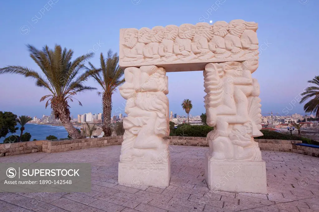 Sculpture depicting the fall of Jericho, Isaac´s sacrifice and Jacob´s dream, HaPisgah Gardens, Tel Aviv, Israel, Middle East
