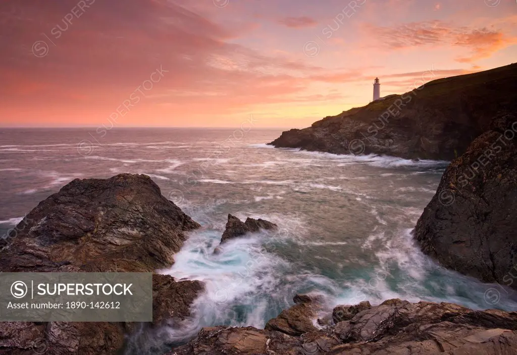 Sunrise at Trevose Head on the North Cornish coast, Cornwall, England, United Kingdom, Europe