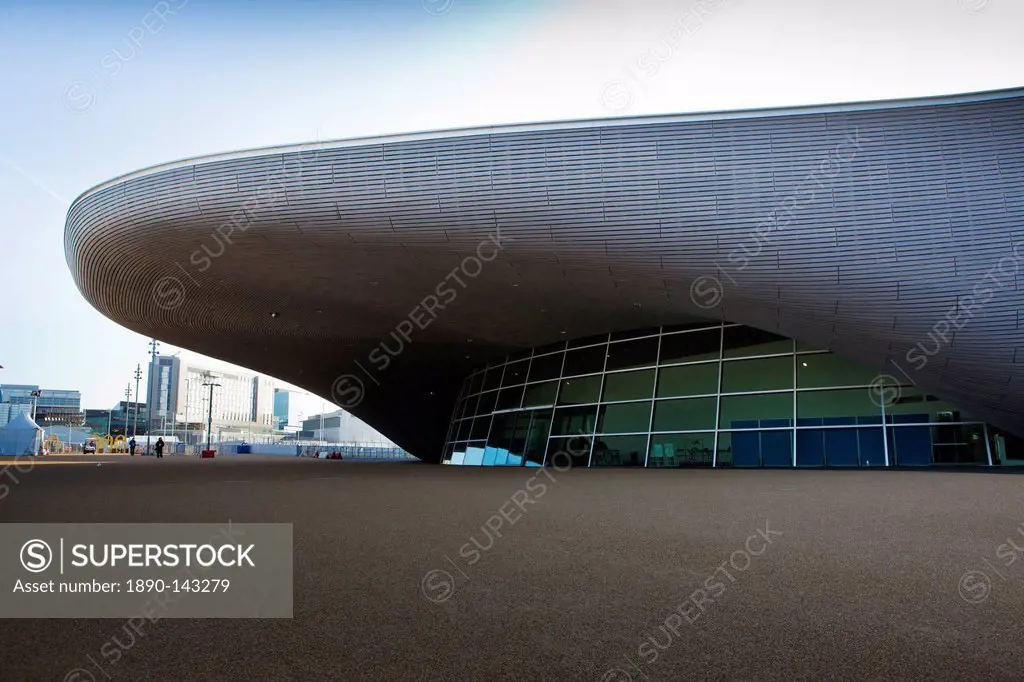 The entrance to the the Aquatics Centre in the Olympic Park, London, England, United Kingdom, Europe