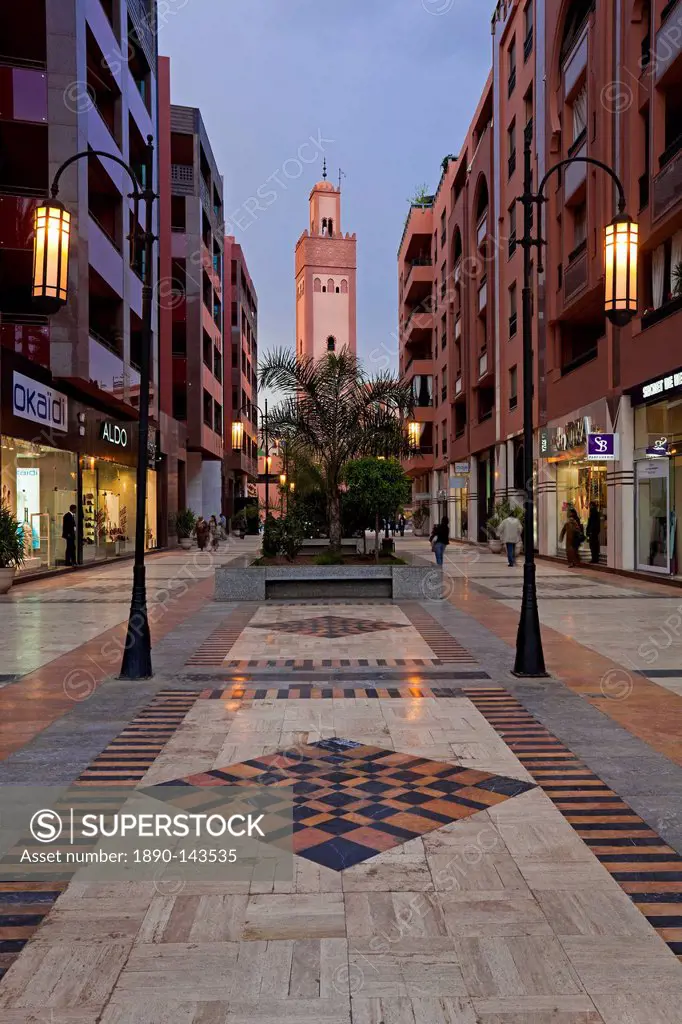 New shopping center and apartments in the wealthy area of Gueliz in Marrakesh, Morocco, North Africa, Africa