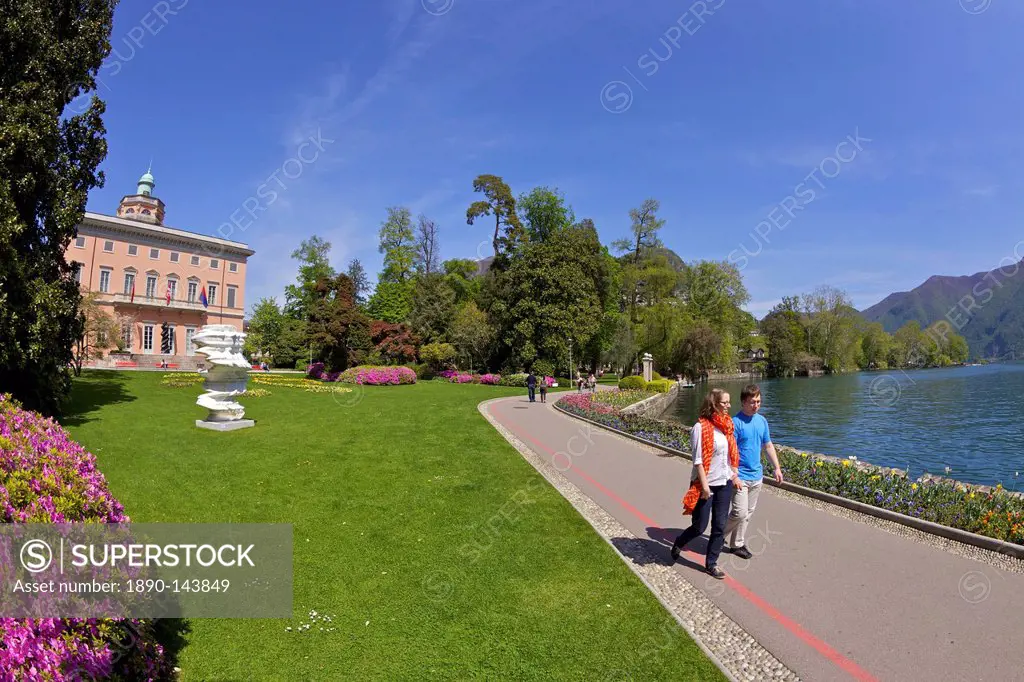 View of Villa Ciani from Parco Civico, Lugano, Lake Lugano, Ticino, Switzerland, Europe