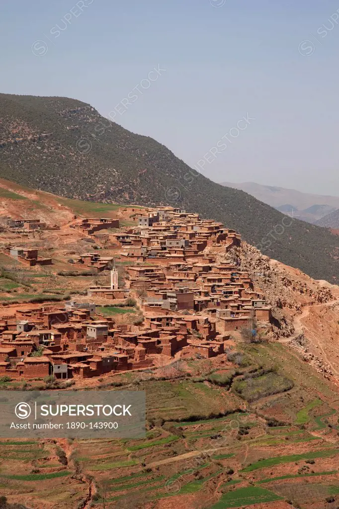 View of Berber Village in the Atlas Mountains, Morocco, North Africa, Africa