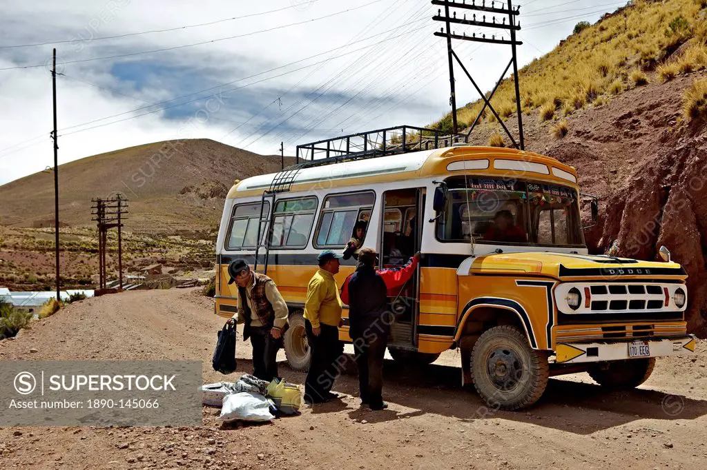 Bus stop, Pulacayo, Bolivia, South America