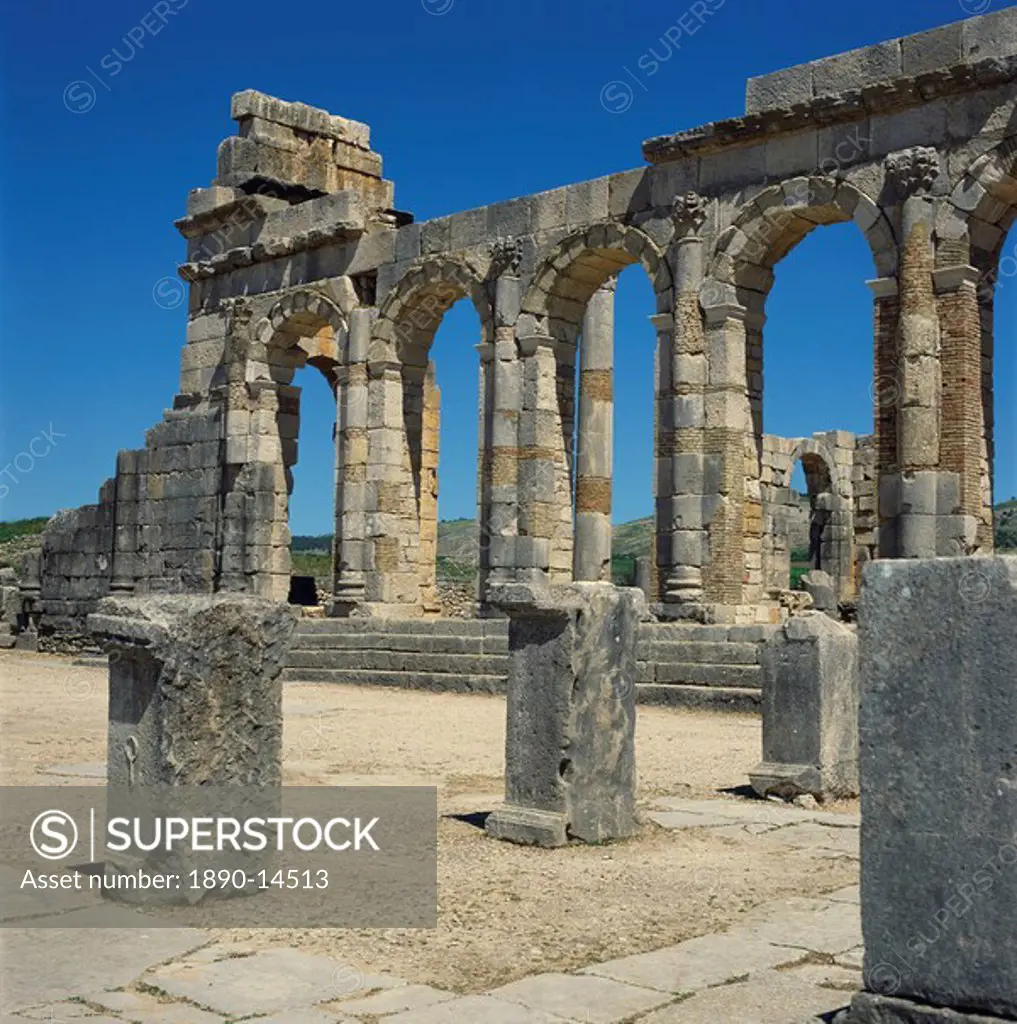 Roman ruins, Volubilis, UNESCO World Heritage Site, Morocco, North Africa, Africa