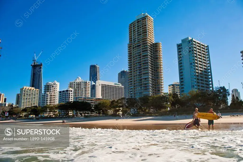 Surfers at Surfers Paradise, Gold Coast, Queensland, Australia, Pacific