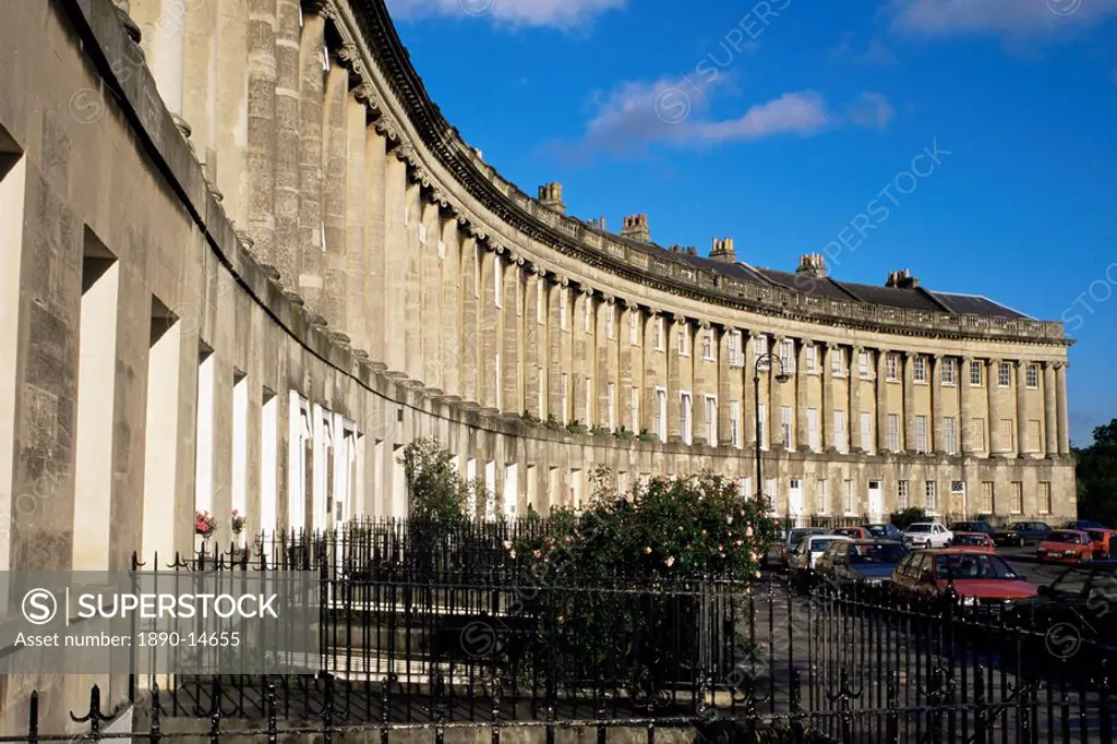 The Royal Crescent, Georgian terrace, UNESCO World Heritage Site, Bath, Avon, England, United Kingdom, Europe