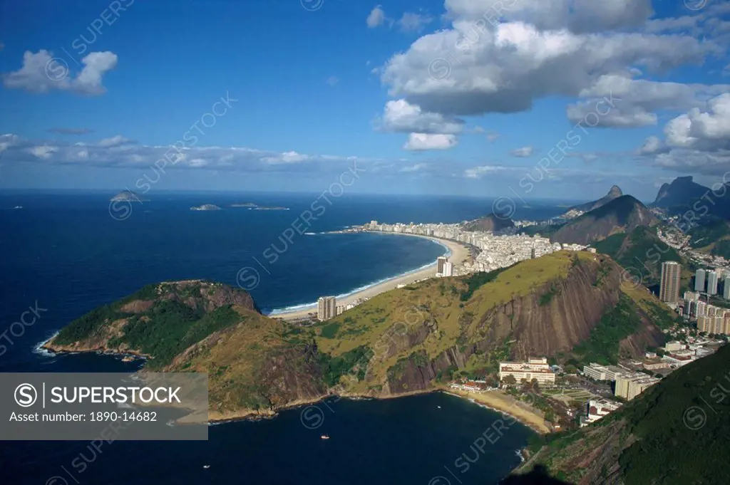 Overlooking Copacabana Beach from Sugarloaf Sugar Loaf Mountain, Rio de Janeiro, Brazil, South America