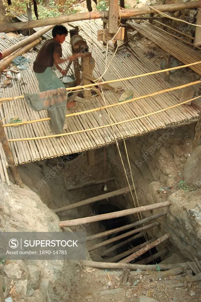 Vein mine 300 metres deep, Mogok ruby mines, near Mandalay, Myanmar Burma, Asia