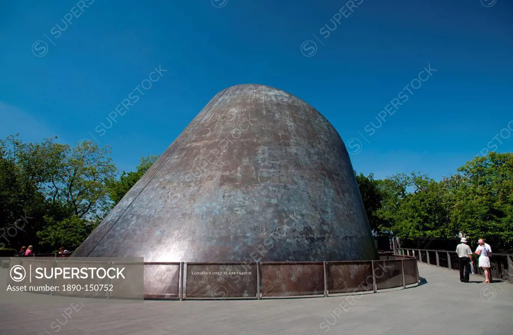 The Peter Harrison Planetarium designed by Allies and Morrison, part of the Royal Observatory complex, Greenwich, London, England, United Kingdom, Eur...