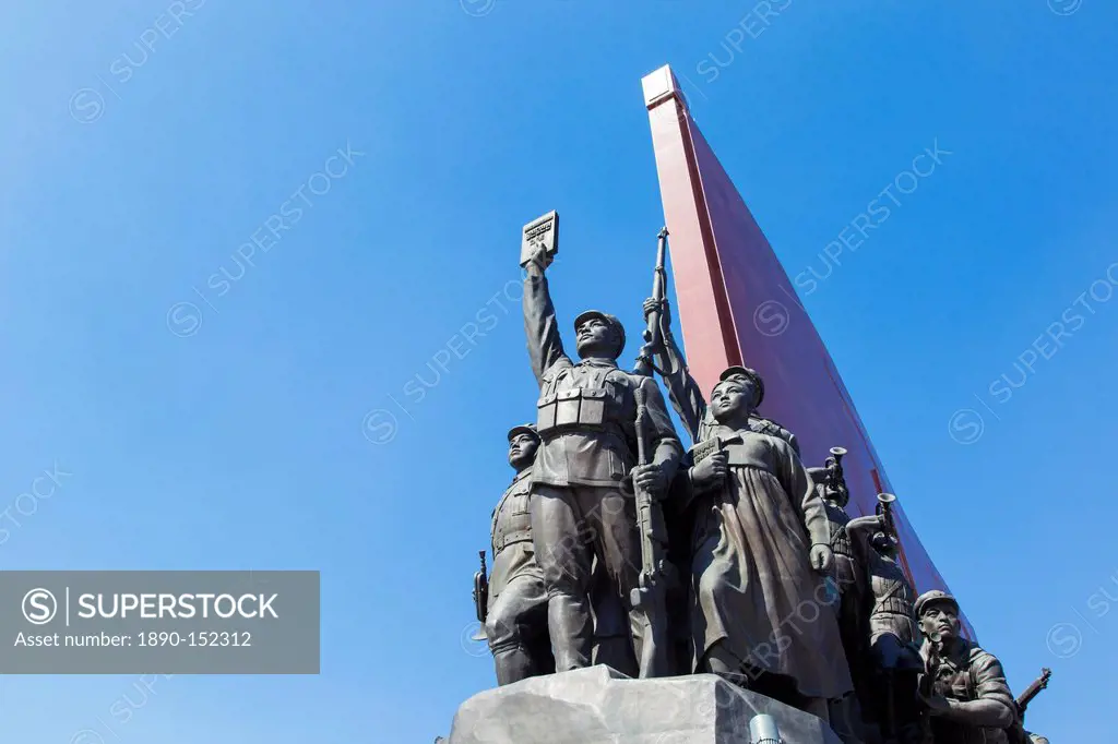 Mansudae Grand Monument depicting the Anti Japanese Revolutionary Struggle and Socialist Revolution and Construction, Mansudae Assembly Hall on Mansu ...