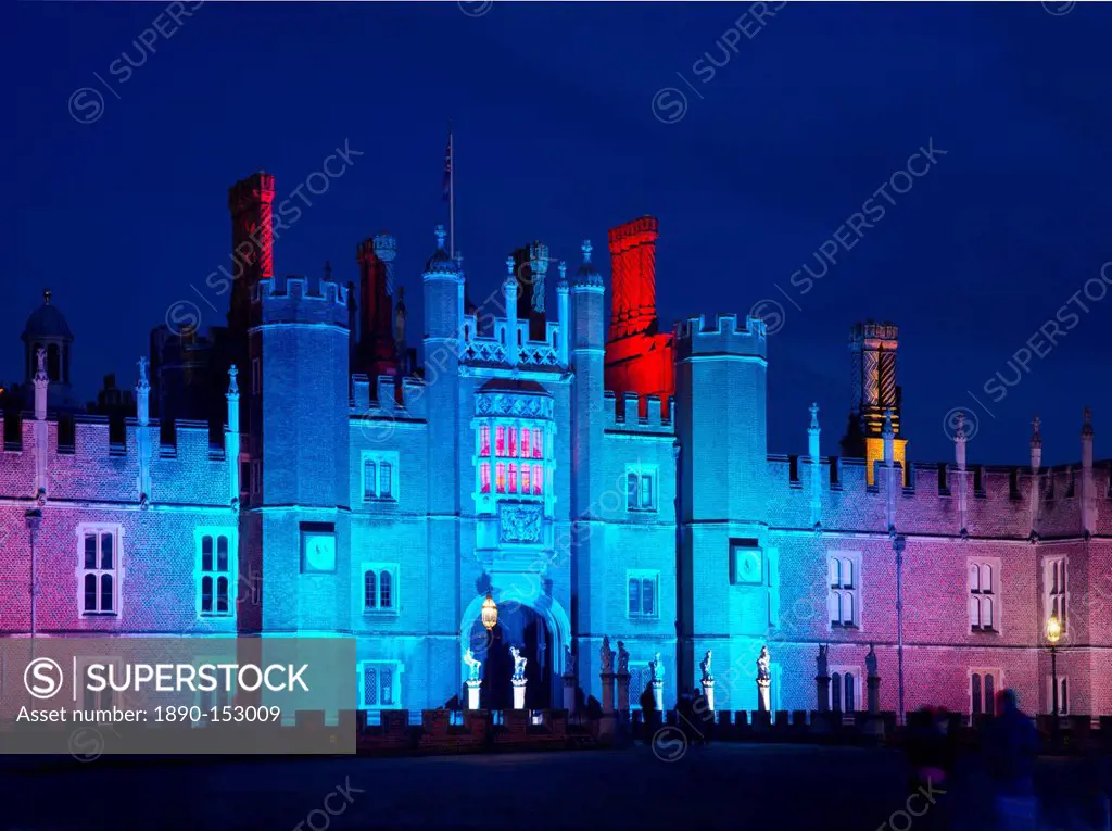 A light show at Hampton Court Palace, Greater London, England, United Kingdom, Europe
