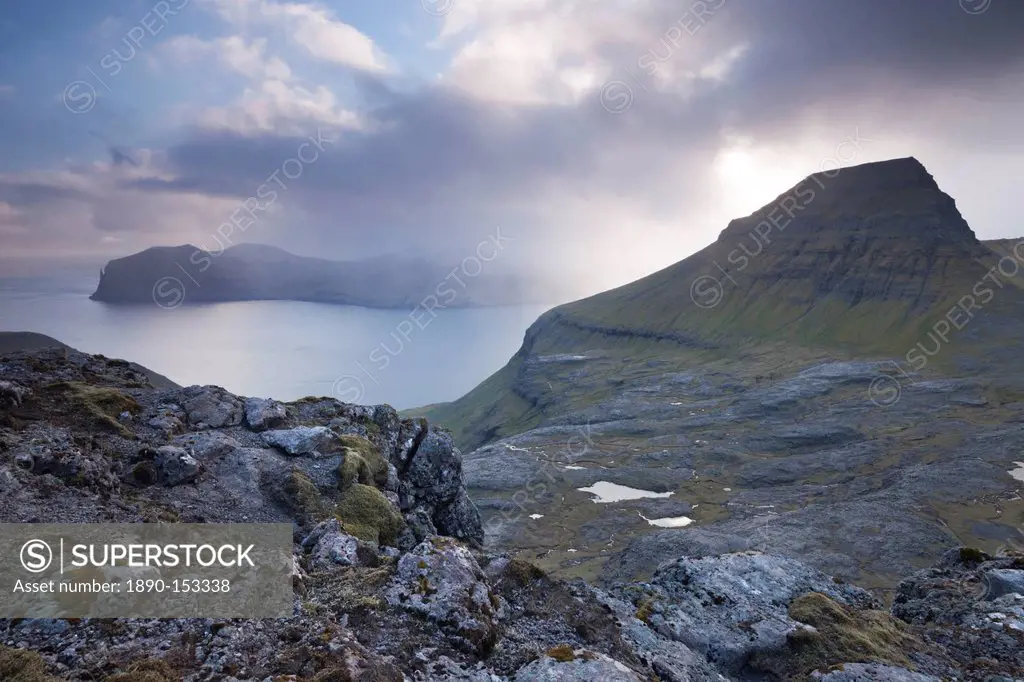 Mountain scenery on the island of Streymoy, Faroe Islands, Denmark, Europe