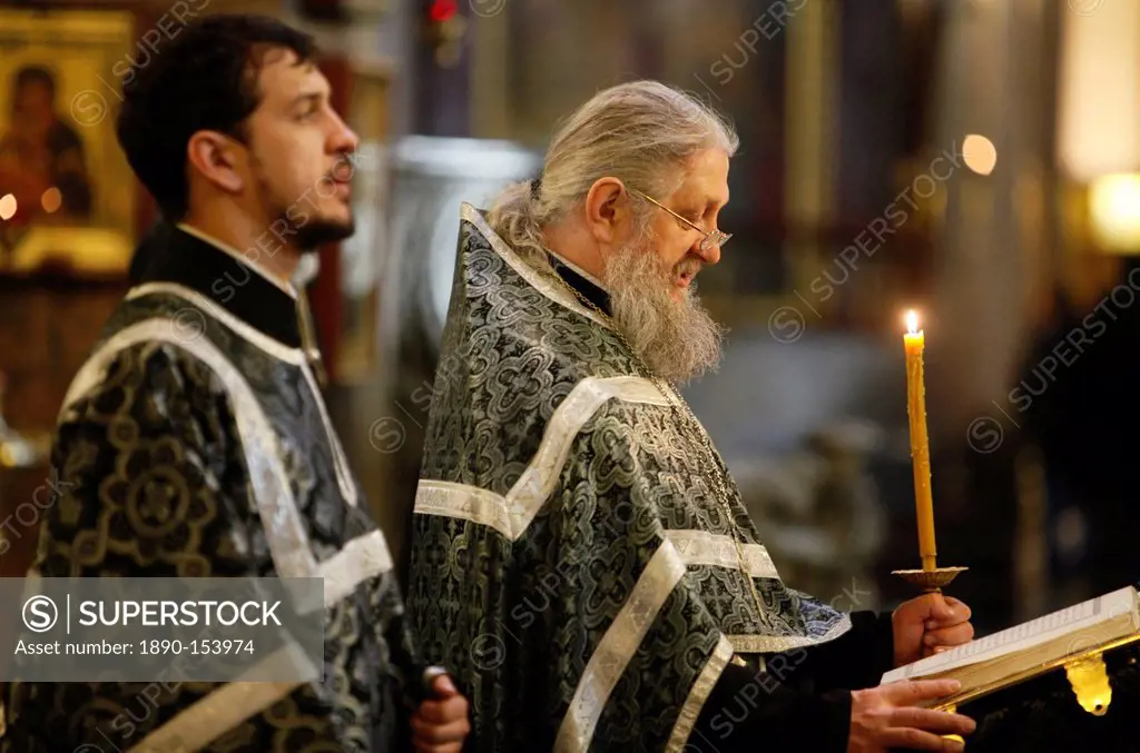Russian Orthodox Mass, Kazan cathedral, St. Petersburg, Russia, Europe