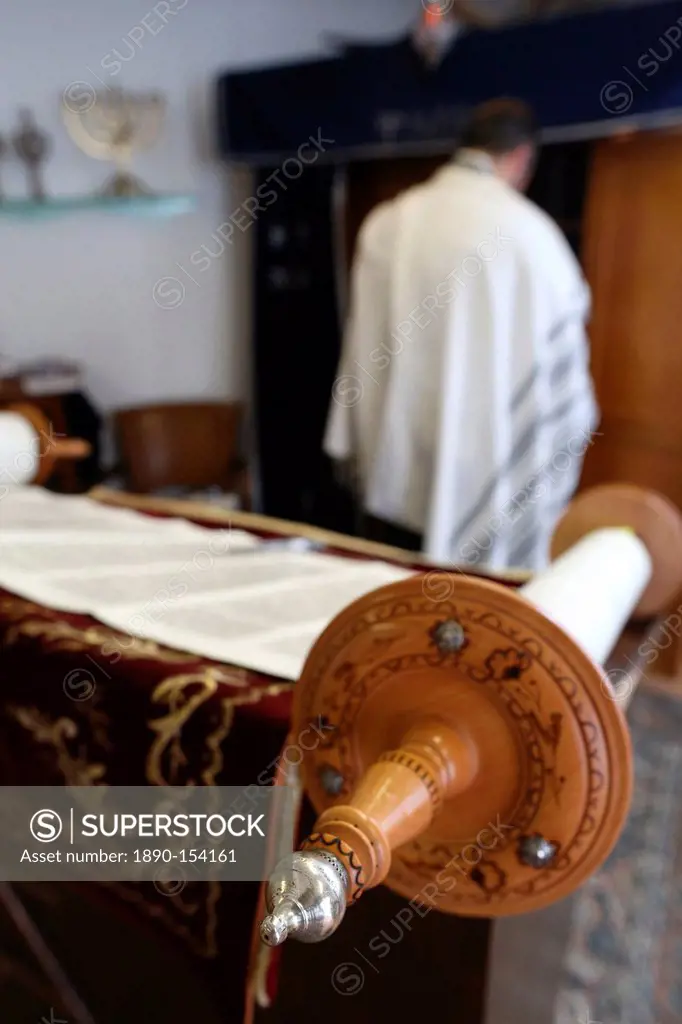 Jewish Torah scroll in a synagogue, Paris, France, Europe