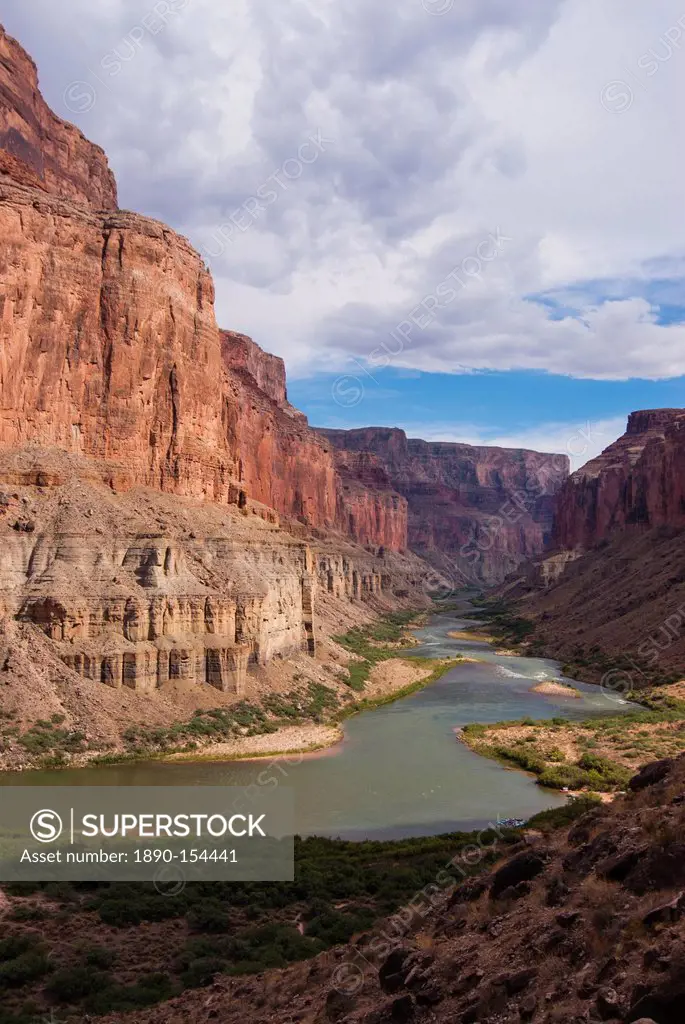 The beautiful scenery of the Colorado River in the Grand Canyon at Nankoweap Point, Arizona, United States of America, North America