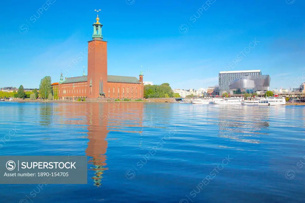 The City Hall and Riddarfjarden, Kungsholmen, Stockholm, Sweden, Scandinavia, Europe