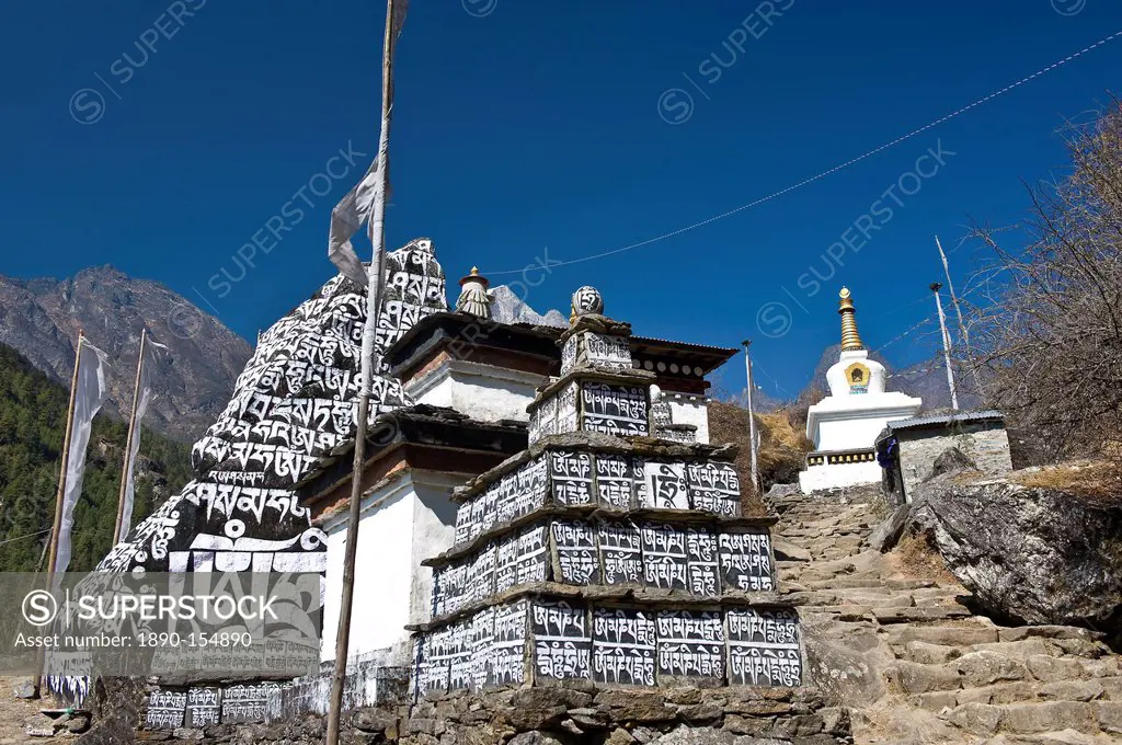Mani Walls, Solu Khumbu Region, Nepal, Asia