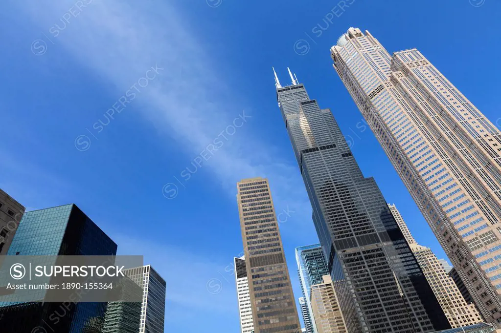 Chicago skyscrapers including the Willis Tower, formerly the Sears Tower, Chicago, Illinois, United States of America, North America