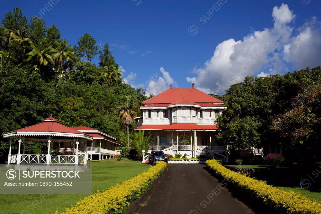 Classical colonial villa on the east coast of Tahiti island, French Polynesia, Pacific