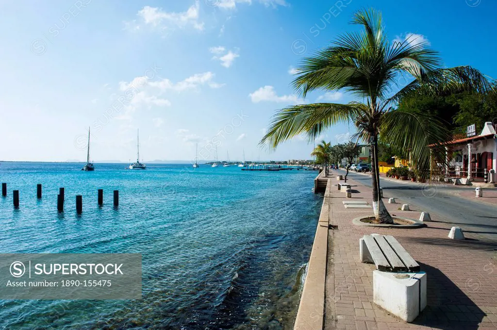 Pier in Kralendijk capital of Bonaire, ABC Islands, Netherlands Antilles, Caribbean, Central America