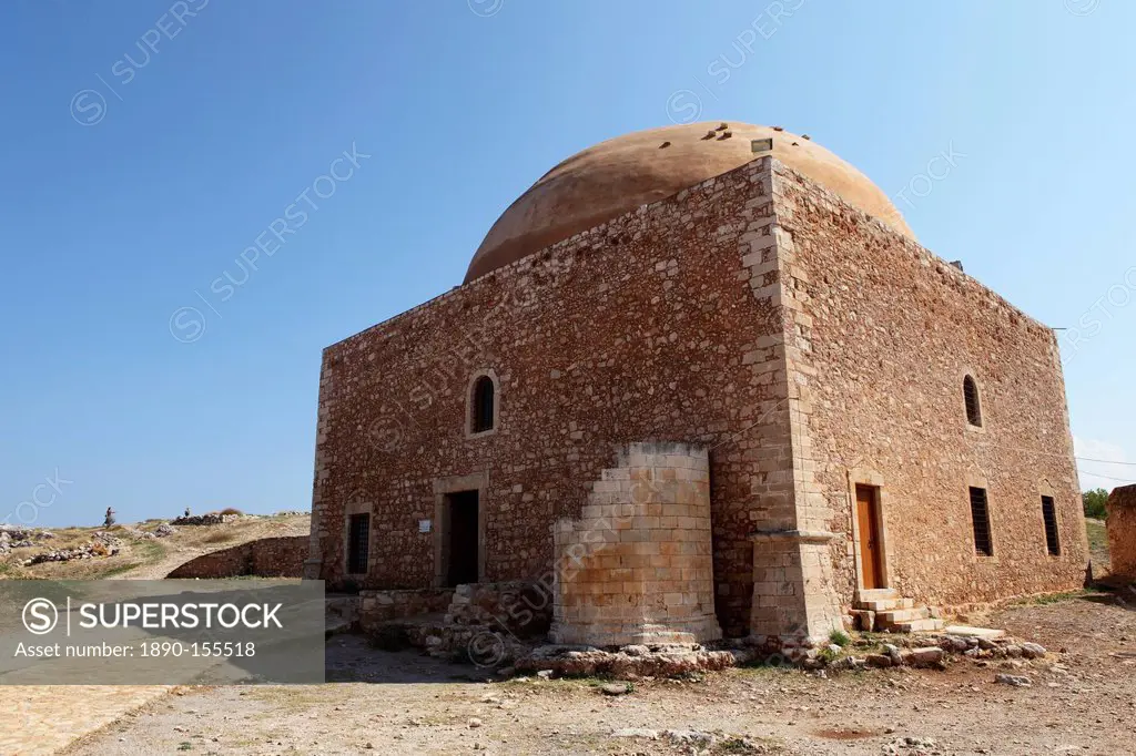 The Mosque of Sultan Ibrahim within the Fortezza, or castle, in Rethymnon, Crete, Greek Islands, Greece, Europe