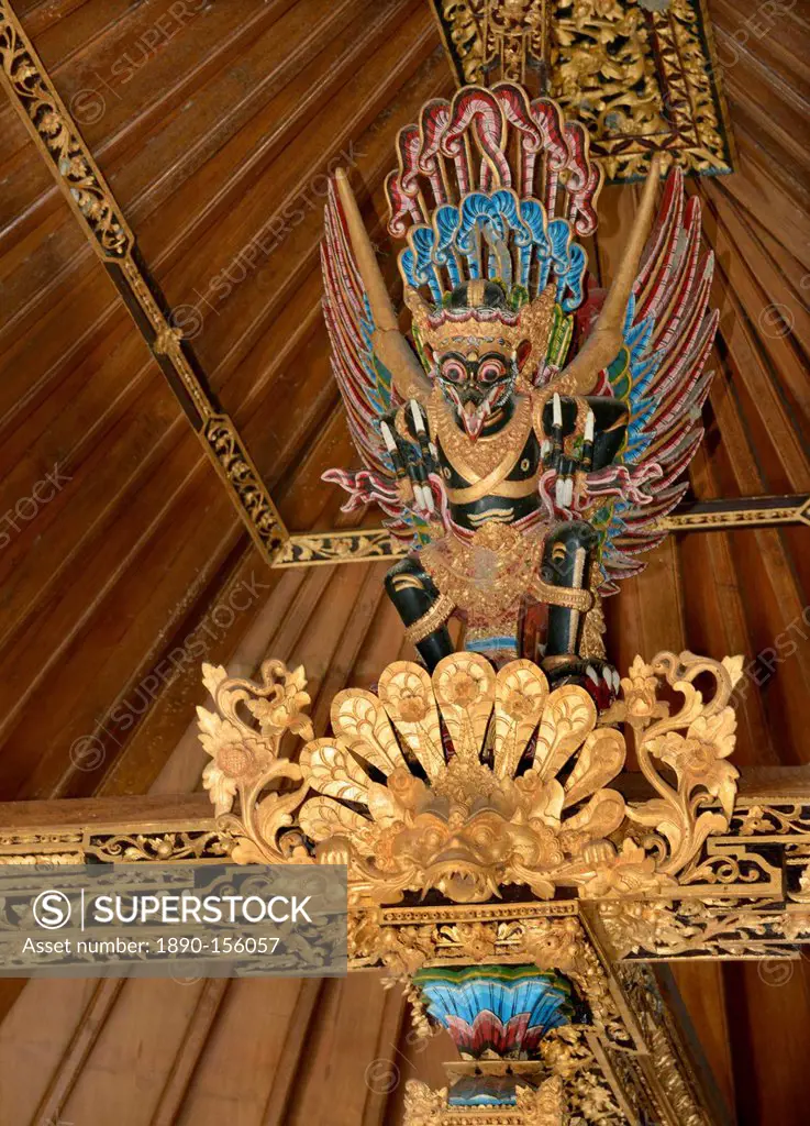 Garuda image above the bed beams of a wealthy Balinese household, Bali, Indonesia, Southeast Asia, Asia