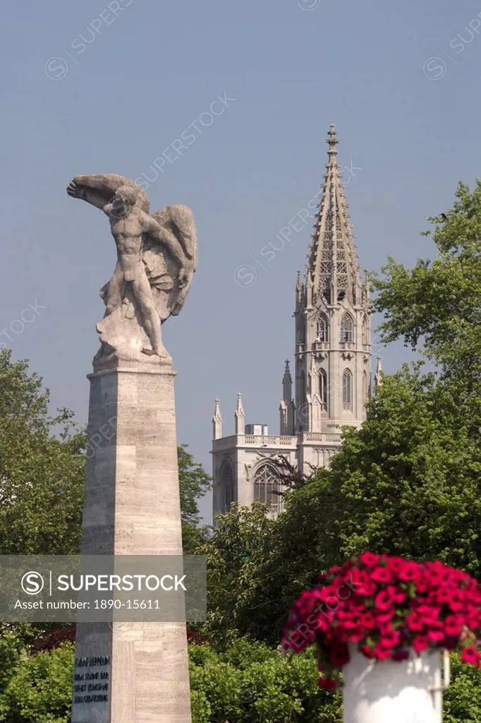 Zeppelin memorial and church, Konstanz, Bodensee Lake Constance, Baden_Wurttemberg, Germany, Europe