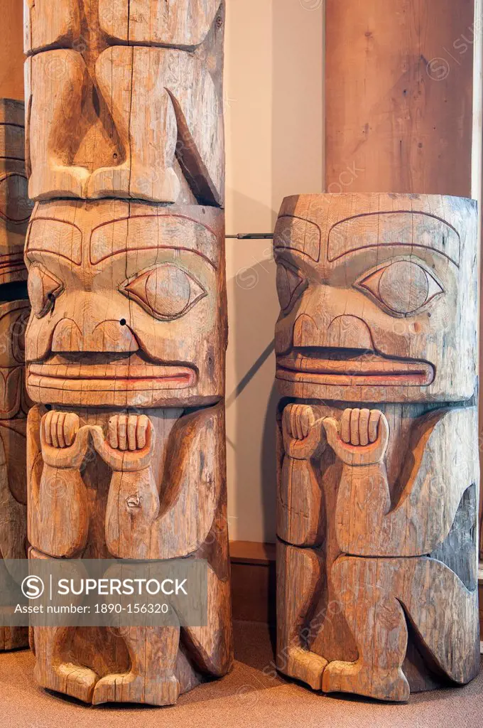 First Nation's totem poles at the Museum of Northern British Columbia, Prince Rupert, British Columbia, Canada, North America