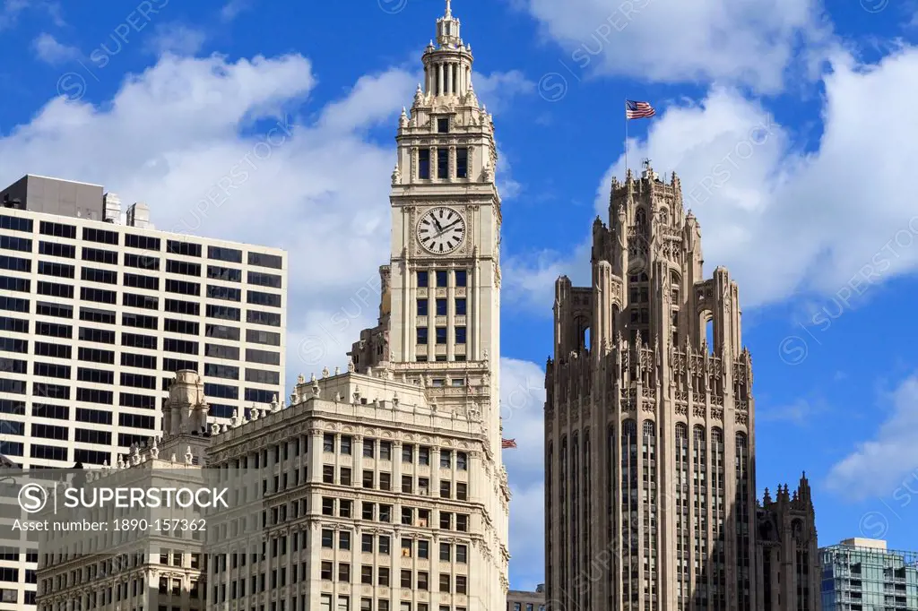 The Wrigley Building and Tribune Tower, Chicago, Illinois, United States of America, North America