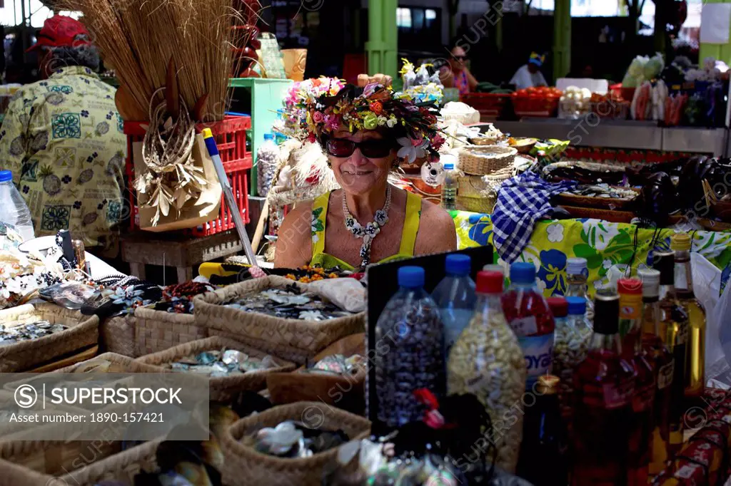 The central Market of Papeete in Tahiti, Society Islands, French Polynesia, Pacific Islands, Pacific