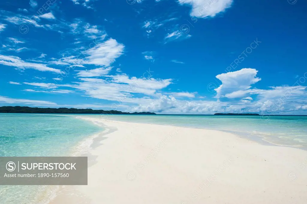 Sand strip appearing at low tide at the Rock islands, Palau, Central Pacific, Pacific