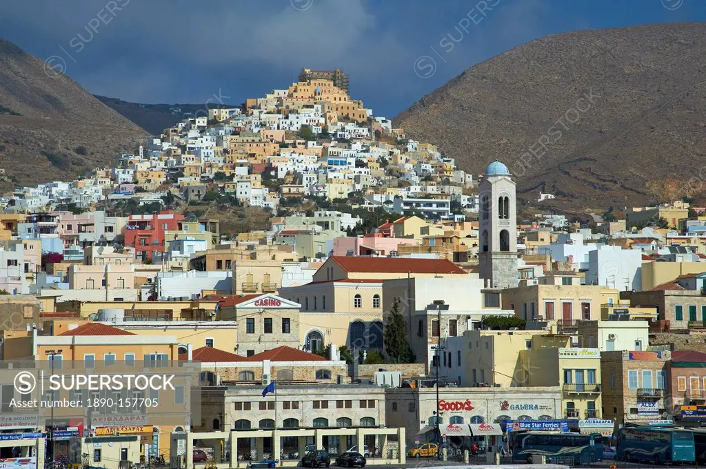 Ermoupoli (Khora) and Ano Syros, Syros Island, Cyclades, Greek Islands, Greece, Europe