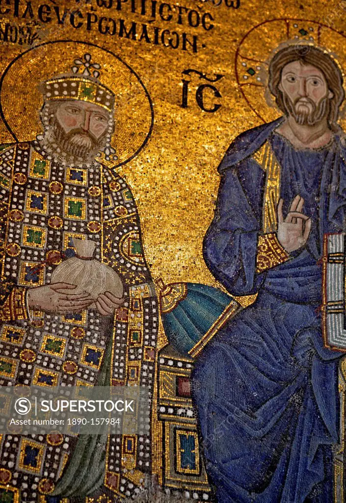 Mosaic of Emperor Constantine IX Monomachos, Hagia Sophia, UNESCO World Heritage Site, Istanbul, Turkey, Europe, Eurasia
