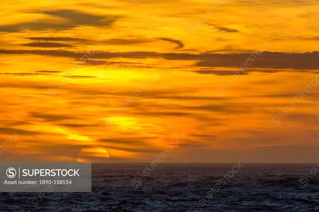 Sunset over South Georgia, U.K. Overseas Protectorate, South Atlantic Ocean, Polar Regions