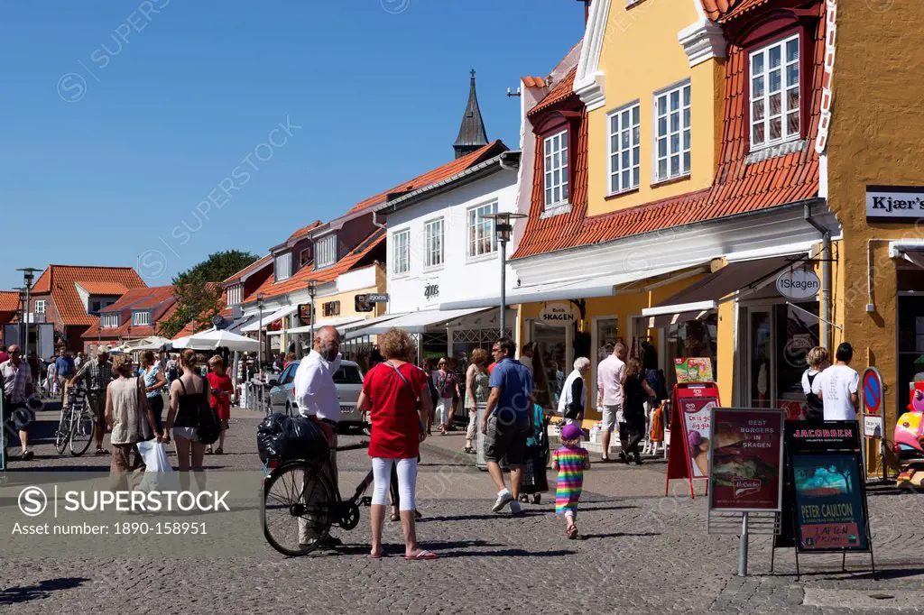 Shops along Sankt Laurentii Vej, Skagen, Jutland, Denmark, Scandinavia, Europe