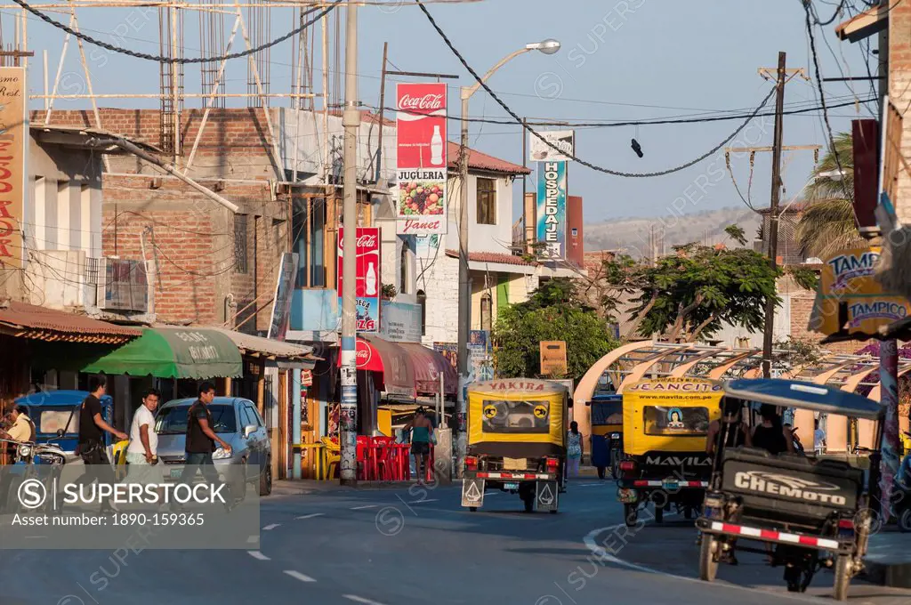 Main street in Mancora, Peru, South America